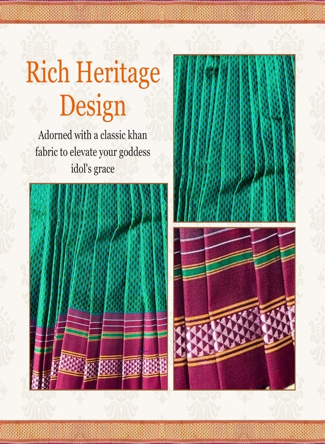 PUNYATVA Kalash khun Ghagra (أخضر، كبير) / Mata Rani Poshak لـ Varalakshmi، Ma Laxmi، Goddess Durga، Radha، Gangaur Saree/Chunri Patka Lehenga Dress/Navaratri Margashirsha Devi Pooja Accessories - Image 3
